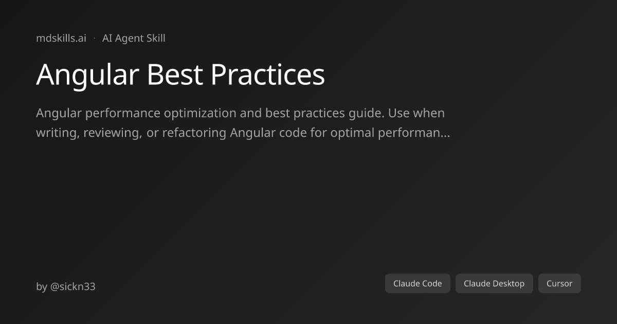Angular Best Practices for Claude Code | mdskills.ai