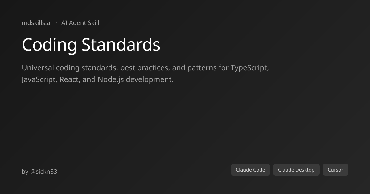 Coding Standards for Claude Code & Claude Desktop | mdskills.ai