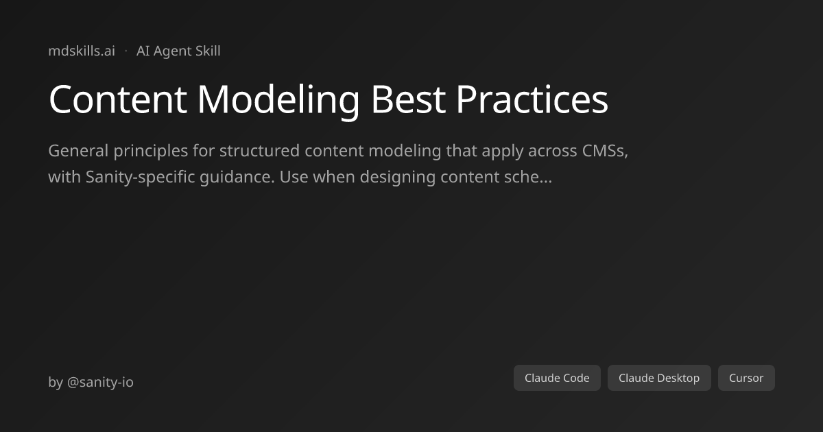 Content Modeling Best Practices for Claude Code | mdskills.ai