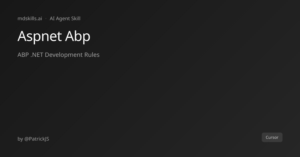 Aspnet Abp for Cursor | mdskills.ai