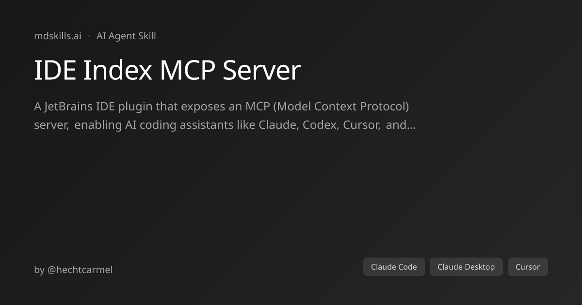 IDE Index MCP Server for Claude Code | mdskills.ai