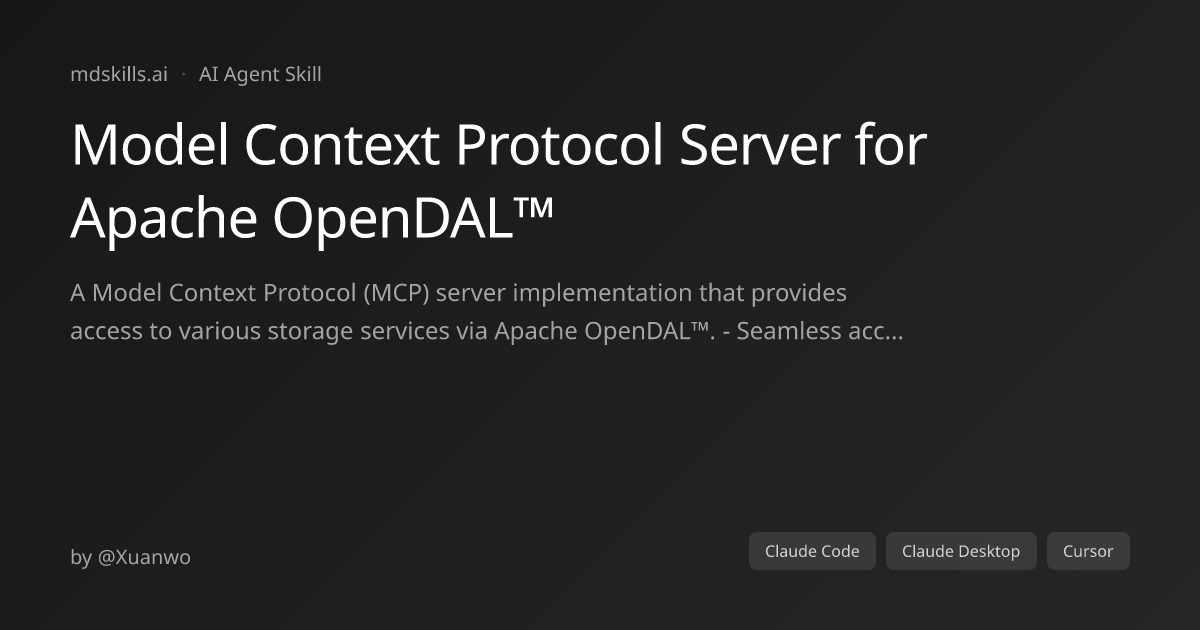 Model Context Protocol Server for Apache OpenDAL™ for Claude Code ...