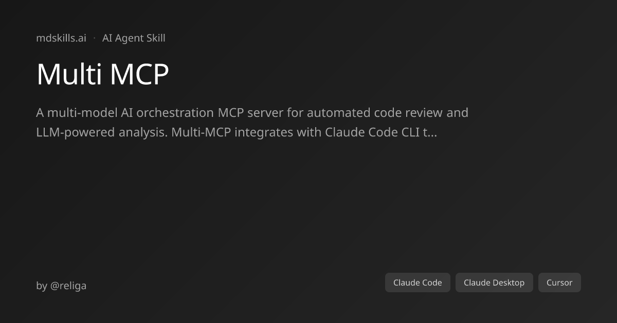 Multi MCP for Claude Code & Claude Desktop | mdskills.ai