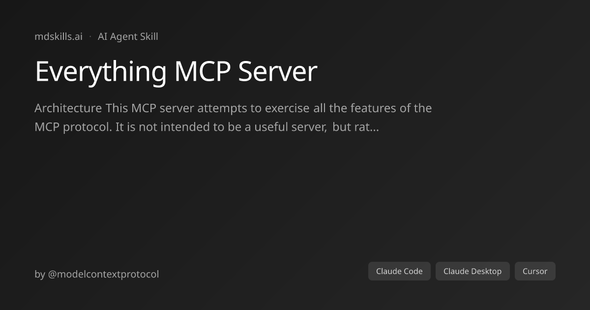 Everything MCP Server for Claude Code | mdskills.ai