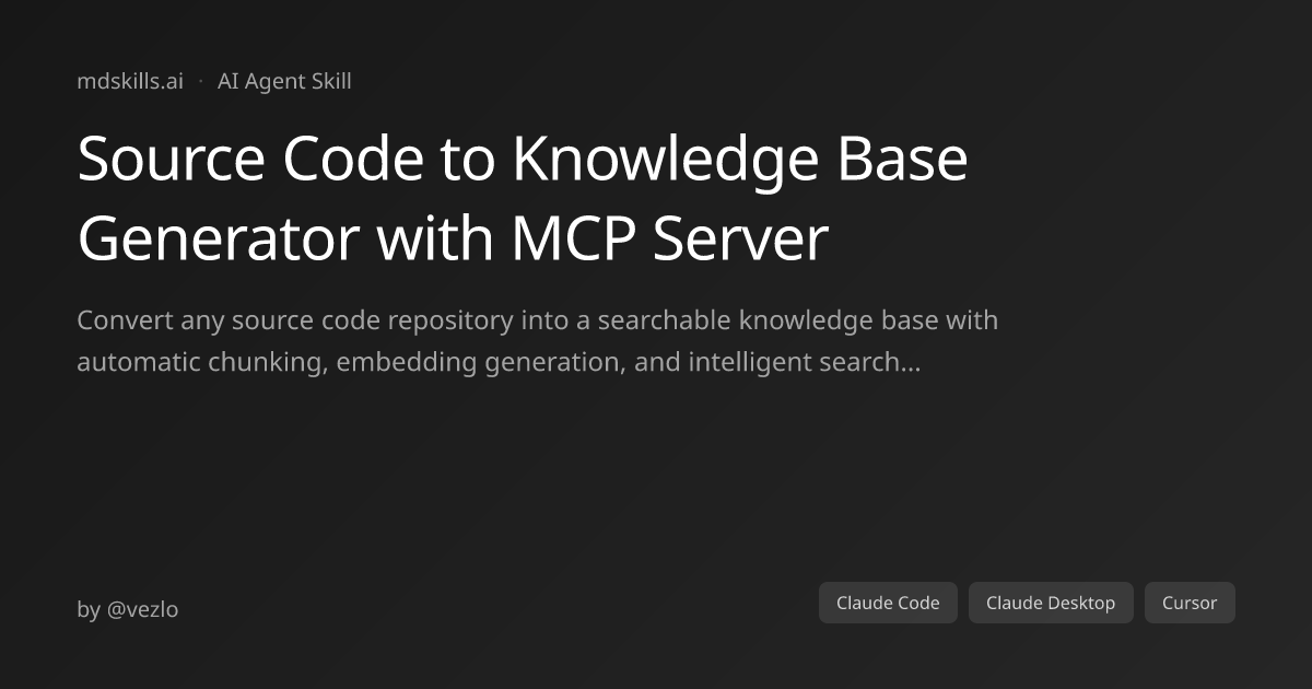 Source Code to Knowledge Base Generator with MCP Server for Claude Code ...
