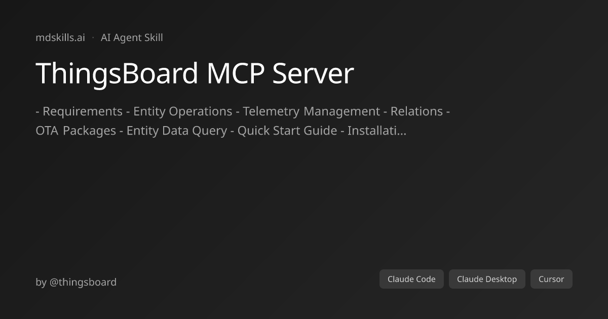 ThingsBoard MCP Server for Claude Code | mdskills.ai