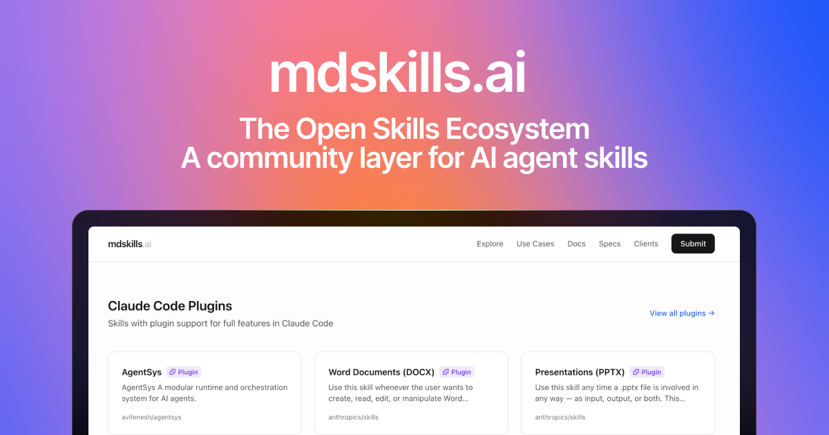 MDskills.ai — 官网预览图